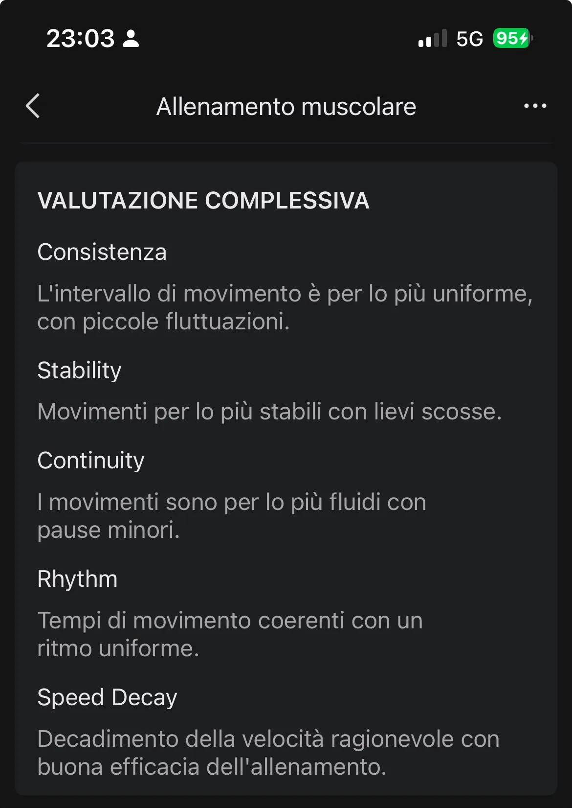 Valutazione complessiva Zepp 17 agosto — consistenza stabilità continuità ritmo speed decay