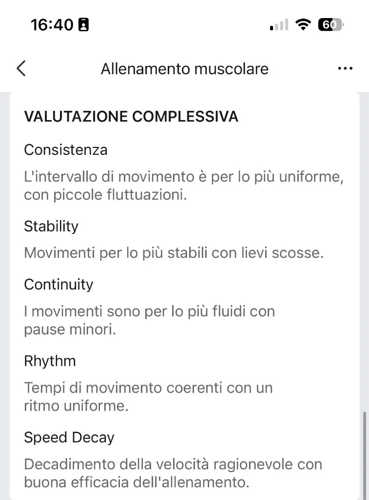 Valutazione complessiva Zepp 25 agosto — consistenza stabilità continuità ritmo speed decay