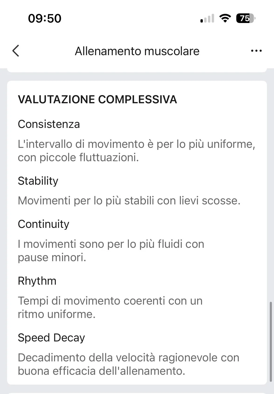 Valutazione complessiva movimento A1