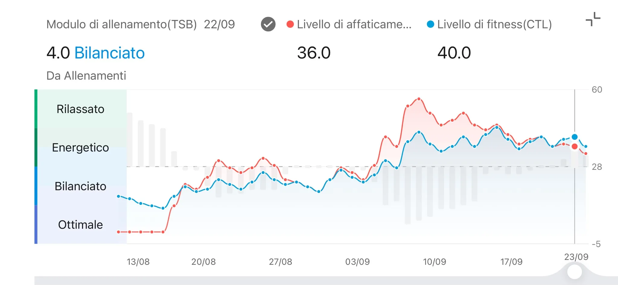 Modulo TSB Zepp — CTL 40 ATL 36 TSB +4 Bilanciato, 22 settembre