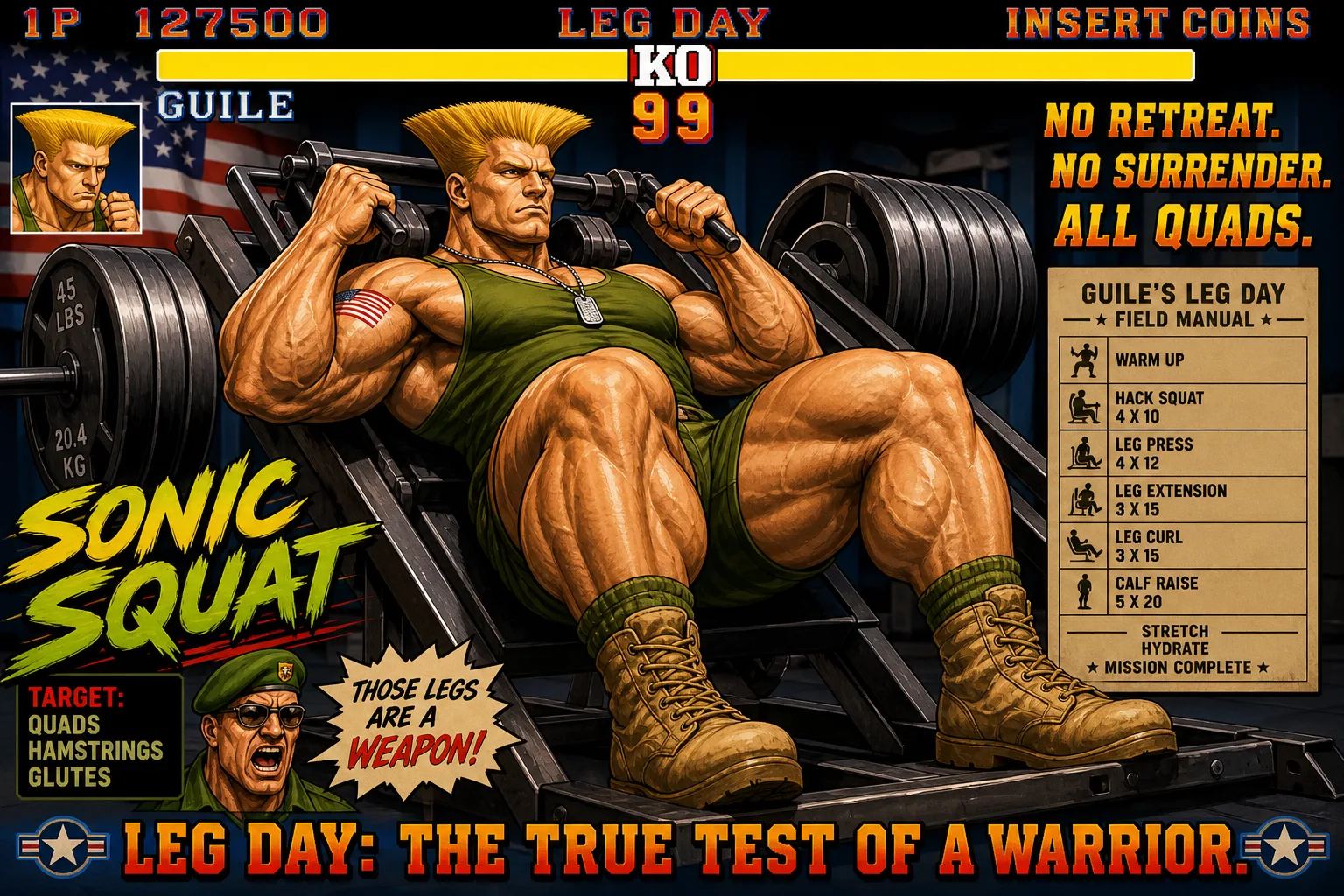 Leg day stile arcade Guile