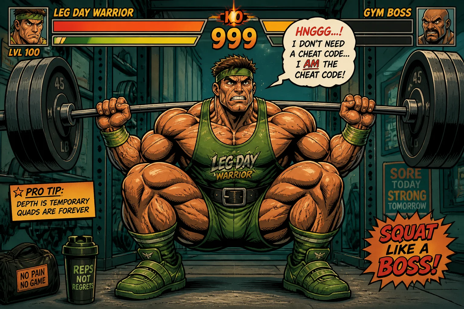 Squat e pressa stile Guile — B1