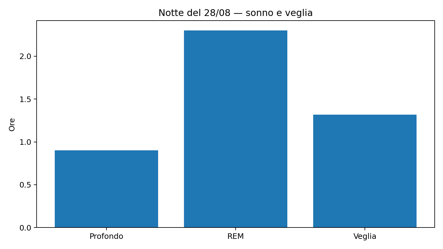 Sonno notte 28 agosto — profondo REM veglia