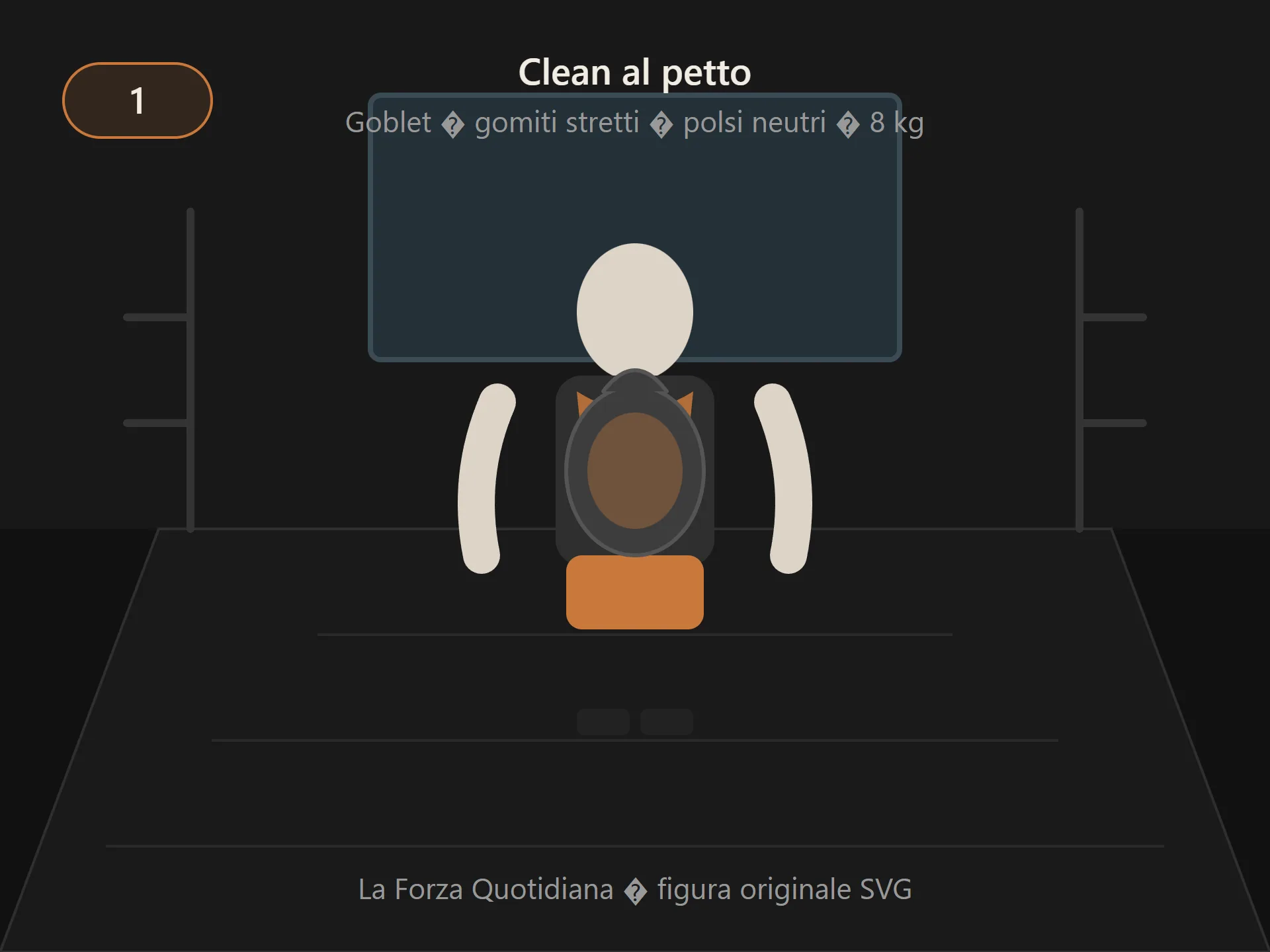 Clean Halo passo 1: kettlebell 8 kg al petto in posizione goblet — figura originale La Forza Quotidiana